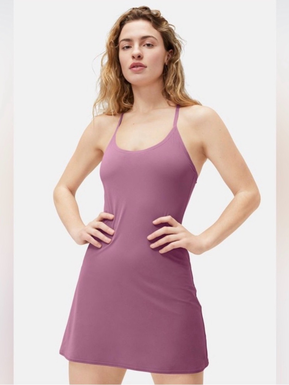 Outdoor Voices Mauve Pink Slip Dress with Spaghetti Straps